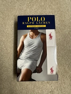 Polo Ralph Lauren Supreme Comfort 2 Camisetas sin mangas Tanques Talla L Blanco Rojo Poni Foto 1 de 4