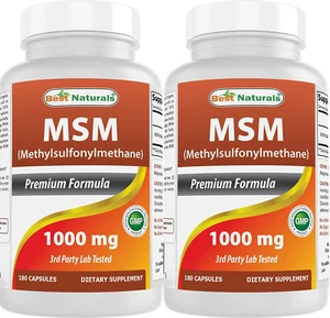 Best Naturals MSM 1000 Mg 180 Capsules (180 Count (Pack of 2)) - Picture 1 of 12