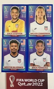 USA TEAM, SET OF 4 BLUE PANINI STICKERS FIFA WORLD CUP QATAR 2022 #USA - Picture 1 of 1