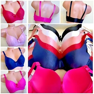 3-6 Women's Push Up Bras LACE Push-ups T-Shirt Bra Gift 5215 Plus Size 36DD-44DD - Picture 1 of 11