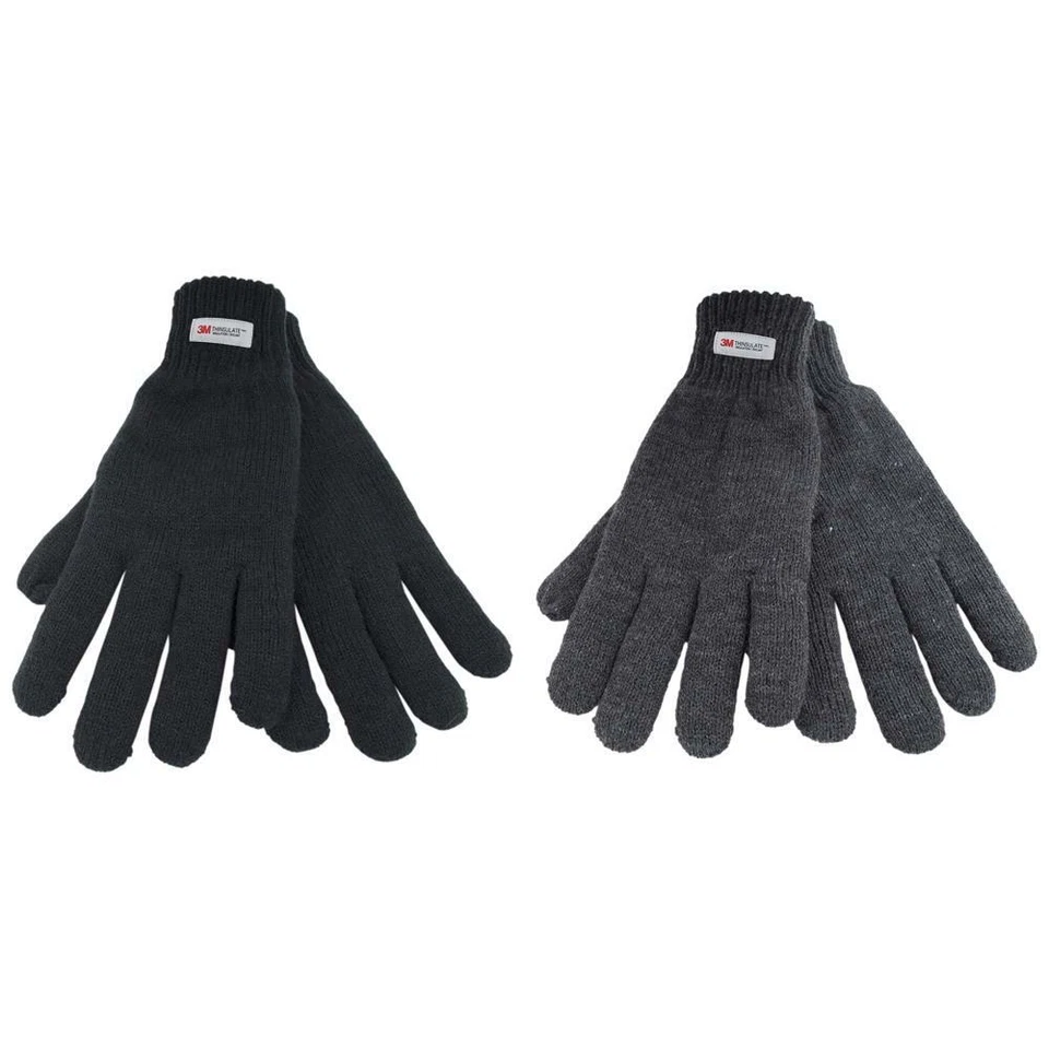 Mens Thermal Knitted Gloves Thinsulate Lined Thick Quality Glove 1 or 2 Pack - image 1 of 1