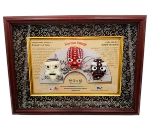Korean Dance Masks Framed Shadow box Ministry Of Patriots Nojang 2009 9 X 6” - Picture 1 of 21
