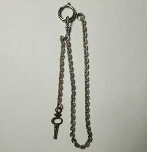 Cadena de reloj de bolsillo vintage con llave adjunta 15" 19,75 g - Imagen 1 de 4