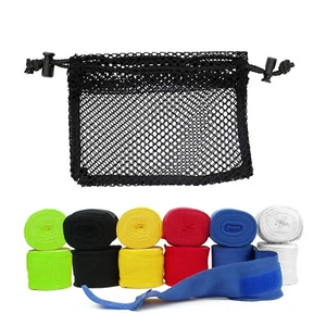 Envolturas manuales de boxeo 110"" 180"" elástico algodón vendaje de muñeca boxeo MMA con bolsa de malla - Imagen 1 de 8