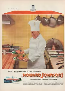 Howard Johnson's Restaurants Chef 1955 cuál es tu favorito en el menú anuncio impreso - Imagen 1 de 2
