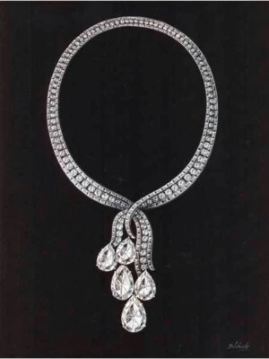Colorless White Lab-Created Pear & Round Cut Diamonds Teardrops Women's Necklace - Image 1 of 4