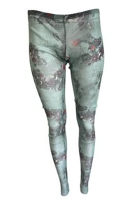 Fornarina Donna Verde Stampato Rete Leggings Taglia M Nwot - Foto 1 di 2