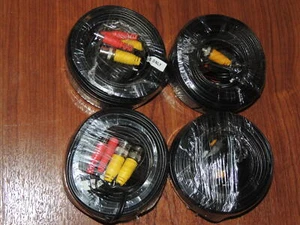 Lote de 4 - Nuevo Cable 60' BNC 24 NEGRO para Cámara de Seguridad Analógica Búho Nocturno HD - Imagen 1 de 1