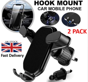 Universal Hook Car Mobile Holder Mount Air Vent Phone Clip Cradle 2 PACK - Picture 1 of 8