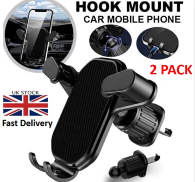 Universal Hook Car Mobile Holder Mount Air Vent Phone Clip Cradle 2 PACK - Image 1 of 4