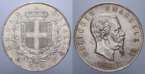 5 LIRE 1872 MILANO VITT. EMANUELE II REGNO D'ITALIA - Bild 1 von 1