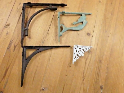 4 Soportes de Estante Hierro Fundido Soldadura Rústica **LEER** GRIETA DE FUNDICIÓN ÁSPERA Foto 1 de 4