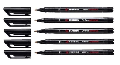 5 x Stabilo OHPen Folienschreiber OHP-Marker F, permanent 0,7 mm schwarz
