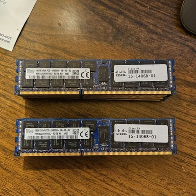 14 x  SKhynix 16GB 2Rx4 PC3-14900R DDR3-1866MHz SERVER RAM Memory CISCO 15-14068 - Image 1 of 3