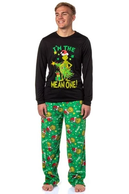 Dr. Seuss GRINCH Men's I'm The Mean One Adult Lounge Pajama Sleep Set - Image 1 of 4