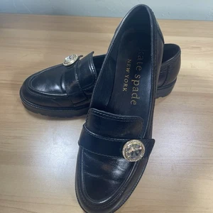 Mocassini Kate Spade neri gioiello slip on in pelle taglia 8 usati in ottime condizioni - Foto 1 di 9