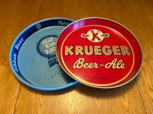 KRUEGER Bier/Ale & PABST blaues Band Bier SERVIERTABLETTS Menge von zwei (2) Ex Zustand - Bild 1 von 12