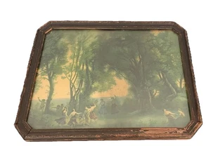 1925 Litho Print Mythological Dance Of The Nymphs Art Deco Antique Wood Frame - Picture 1 of 11