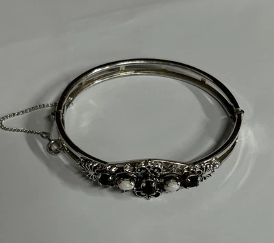 Браслет Sarah Coventry с имитацией опала и красными стразами цепочка безопасности - Изображение 1 из 4