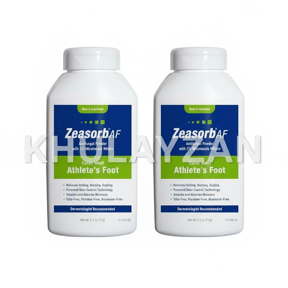 2件装Zeasorb AF抗真菌粉运动员脚,2.5盎司绿色快速发货 — 第 1/3 张图片
