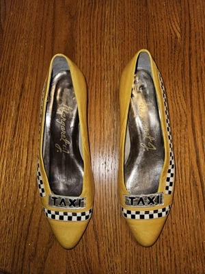 RARE 1980s Margaret Jerrold Leather Novelty Heels 80's NYC Yellow Taxi Cab - Image 1 of 4
