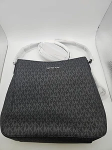 Bandolera Mensajero Grande de Viaje Michael Kors Jet Set MK Signature Negra Nueva con Etiquetas - Imagen 1 de 5