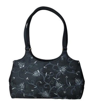 Маленький черный кошелек вышитый цветочный вечеринки коктейль кроссовер Валери Стивенс  - Изображение 1 из 4