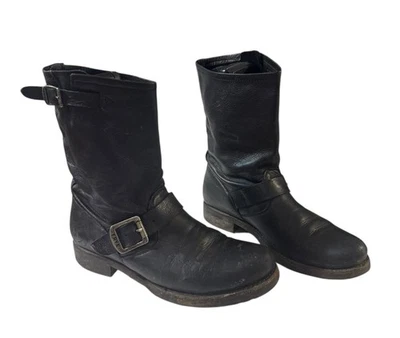 Bota de Moto Curta Frye Veronica Meia Panturrilha Fivela Couro Tamanho 7.5B - Imagem 1 de 4