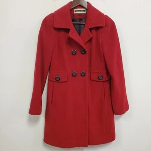 Vintage Kristen Blake Women Wool Pea Coat Size 6 Cherry Red Old Money Office Y2K - Picture 1 of 13