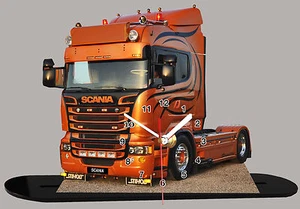 MODEL CARS, TRUCK SCANIA -13 with Clock 11,8x 7,8 inches and aluminium - Picture 1 of 1
