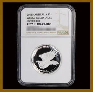 Australia Dollar 1 oz Silver Proof Coin, 2015 Tailed Eagle NGC PF 70 High R - Picture 1 of 2