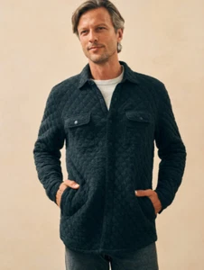 NWT Faherty Men's Sz XXL Epic Quilted Fleece Pullover Black Heather 1/4 Snap - Picture 1 of 4