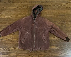 Pelle Club brown leather Suede Bomber jacket Small Rare 1980's Vintage - Picture 1 of 9