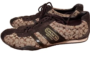 Coach Shoes Womens 8B Remonna Sneakers Brown Fabric Round Toe Logo A1946 In Box - Picture 1 of 5