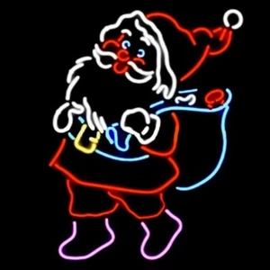 Christmas Santa Gifts Neon Sign 24"x20" Real Glass Beer Bar Club Party Artwork - Picture 1 of 1
