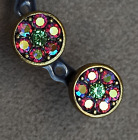 Michal Negrin Post Earrings Aurora Art Deco Round & Swarovski Crystals Gift New