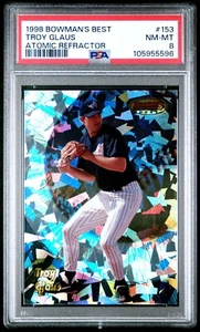 1998 BOWMAN'S BEST ATOMIC REFRACTOR ROOKIE CARD 153 TROY GLAUS #/100 PSA 8 NM-MT - Picture 1 of 2