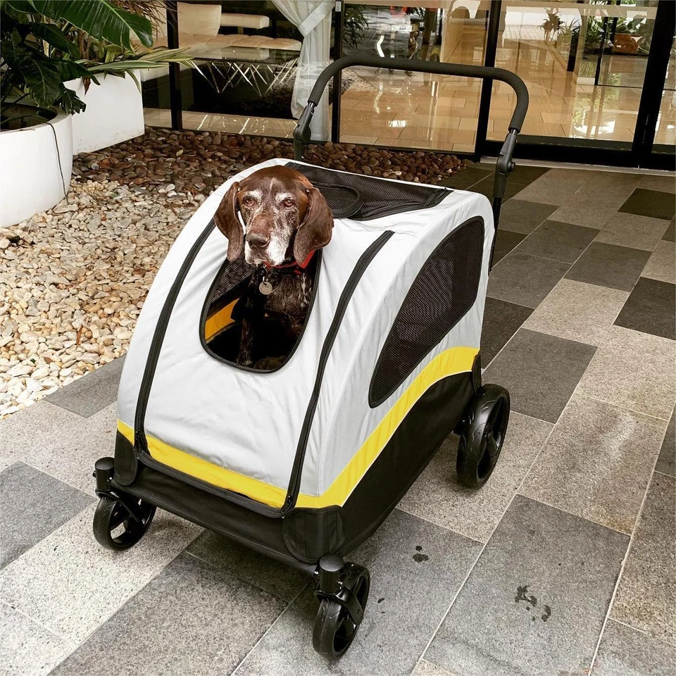 klappbar Hundebuggy Hundewagen Ergonomischer Hundetrolley 4 Räder bis 65kg M-XL - Bild 1 von 4