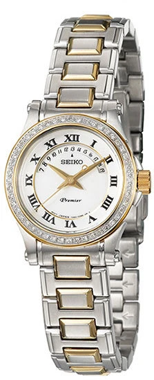 Женские часы Seiko SXD774 Premier перламутровый циферблат 48 бриллиантов двухцветные $895 - Изображение 1 из 1