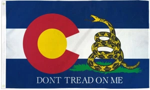 Colorado DON'T TREAD ON ME Flag 3x5 ft Rattlesnake Tea Party Gadsden Snake State - Picture 1 of 3