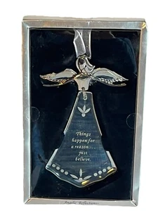 THINGS HAPPEN FOR A REASON JUST BELIEVE Angel Ornament Venetian Glass New in Box - Picture 1 of 5