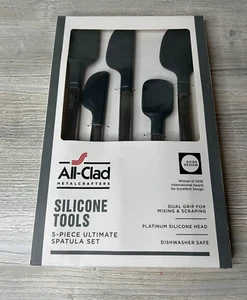 Juego de 5 piezas de cocina de silicona especial todo revestido, acero inoxidable y negro - Imagen 1 de 4