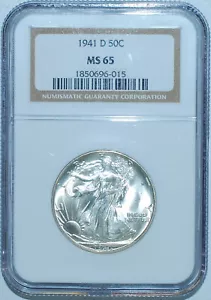 1941 D NGC MS65 Walking Liberty Half Dollar - Picture 1 of 2