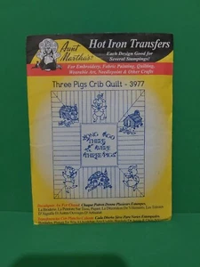 NEW Vintage Aunt Martha's Hot Iron Transfers #3977 Three Pigs Crib Quilt - Picture 1 of 2