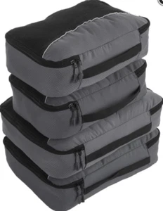 BAGO 4 PACK OF GREY PACKING CUBES W/ 3PCS PLASTIC ZIP BAGS *FREE POSTAGE* - Picture 1 of 1
