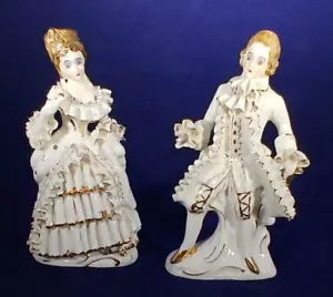 Relco Bone China Figurines Edwardian Victorian Man & Woman 50s Decor Vintage - Picture 1 of 10