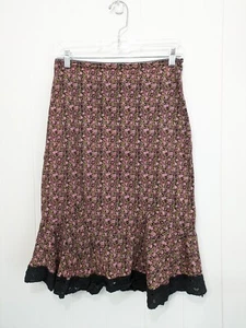 VTG 90's Betsey Johnson NY Black Pink Floral, Grunge Style, Trumpet Skirt - Picture 1 of 15