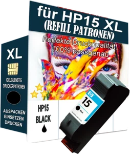 HP 15 wiederbefüllte Druckerpatrone für Nr. 15 black TOP Qualität XL - Bild 1 von 5