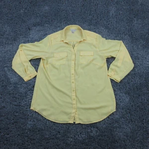 Christopher & Banks Shirt Womens Large Yellow Sheer Long Sleeve Button Up - Picture 1 of 14