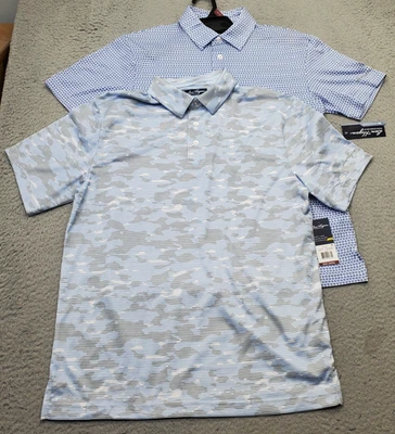 Lote de 2 Camisas Polo Ben Hogan Para Hombres Pequeñas Multi Geométricas Golf Rendimiento UPF 50 Foto 1 de 4